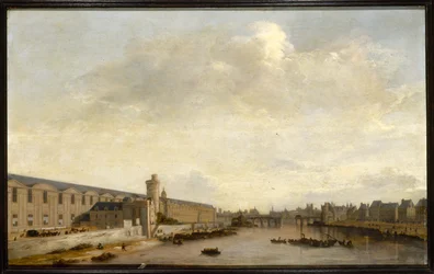 Grande Galerie du Louvre med Porte Neuve og Tour de Bois, ca. 1640 (olie på træ)
