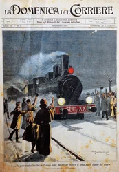 Det nye århundredes ankomst, folk byder velkommen i det nye århundrede med glæde, illustration af Achille Beltrame (1871-1945), fra La Domenica del Corriere, 6. januar