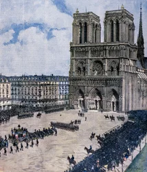 Felix Faures begravelse i Notre Dame-katedralen i Paris i 1899 Illustration af Achille Beltrame