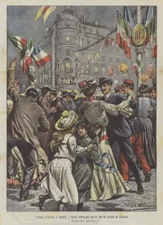 Italiens kongehus i Paris, folkelige danser i gaderne i jubelens tegn