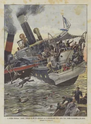 Det gamle dampskib Primus brækket i to og sænket af en slæbebåd i den nedre elbe?