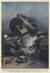 Midt om natten, på grund af en fatal skødesløshed fra chaufføren, et frygteligt sammenstød mellem en lastbil?