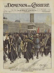 Oprør i Rusland, legioner af strejkende arbejdere under ledelse af Popi invaderer de centrale distrikter