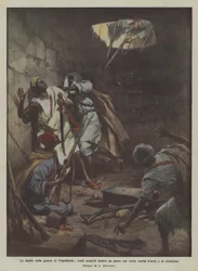 Krigens faldgruber i Tripolitania, araberne opdagede inde i en brønd med masser af våben og ammunitionsforsyninger