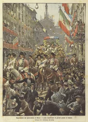 Genoplivning af Milanos carnovalone, det maskerede optog på fastelavnsdag (9. marts)