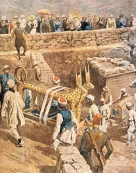 Opdagelsen af Tutankhamons grav af Achille Beltrame (1871-1945), illustration