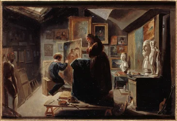 Modellens positur, ca. 1838 (olie på papir på lærred)