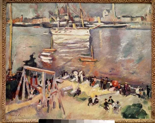 Ind i en korvette i Antwerpens havn Maleri af Othon Friesz (1879-1949) 1906 Privat samling