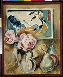 Fawn stilleben på maleriet "Valmuemarken"