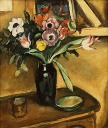 Blomstervase - Anemoner og tulipaner; Vase med blomster - Anemoner og tulipaner