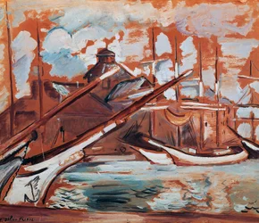 Havnescene, af Othon Friesz (1879-1949), olie på pap, 54x65 cm. Frankrig, det 20. århundrede.