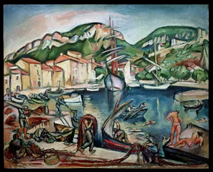Havnen i Ciotat (olie på lærred)