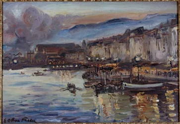 Udsigt over havnen i Toulon fra det 20. århundrede (olie på lærred)