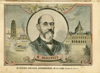 Illustration af Achille Lemot (1846-1909) i Le Pelerin, 06/11/04 - Den nye antiministerielle senator i Loire - Senat, Loire - Senator, Audiffred Honore (1840-1917)