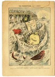 Illustration af Achille Lemot (1846-1909) i Le Pelerin, 20/06/09 - I fortabelse - Radikalisme, Valg, Antimaconism Freemaking, Maritime Marine Seaside, Femten tusinde, Parlamentariske skadesløsholdelser, Radikale og Radikale Socialistiske Parti - Fisk, Haj 