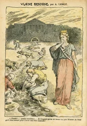 Illustration af Achille Lemot (1846-1909) i Le Pelerin, 26/06/04 - Vilaine arbejde - Republicain Republique, Religion Faith, Silver, Chamber of Deputes Hemicycle, Bloc des gauche - Marianne, Frankrig (Allegorie de) - Vask/vaskeri