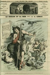 Hyrden og havet illustrerer en fabel, der erstatter tegneserien af Gill "The Frogs Who Ask for a King"", der er forbudt af censur. Cover i "" L