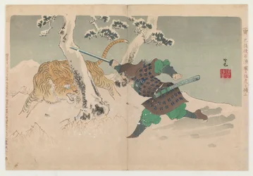 Bekæmpelse af en tiger i sne, 1896.