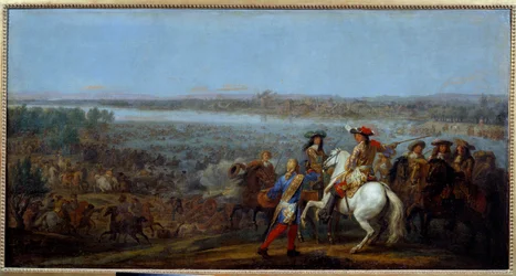 Holland War: "" passagen af Rhinen den 12/06/1672"" Hærene af kong Louis XIV (1638-1715) og Louis II af Bourbon, Prince of Conde (Bourbon-Conde) (Grand Conde) (1621- 1686) passerer Rhinen til Tolhuis. Maleri af Adam Frans van der Meulen (1632-90) M