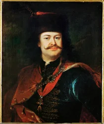 Prins Ferenc II Rakoczi, ungarsk revolutionær mod det habsburgske styre (maleri på lærred)
