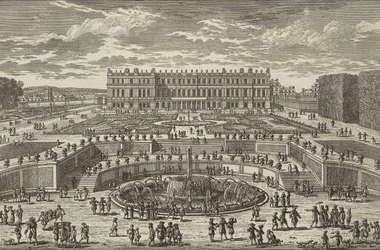Udsigt over Versailles Udsigt over Versailles, havefacade, 1680