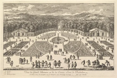 Udsigt over Grand Parterre og Halvmånen af ​​Richelieu, 1600-tallet.
