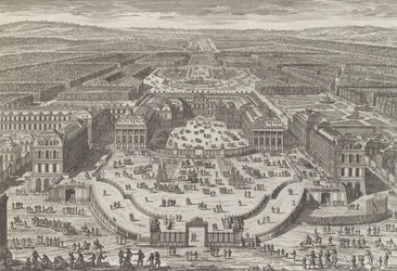 Generel udsigt over slottet i Versailles, 1680