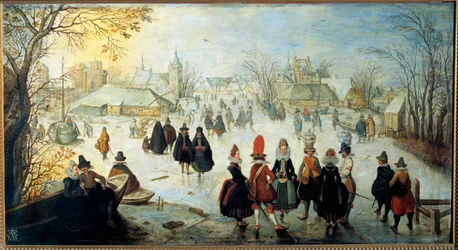 Les skaters Maleri af Adam Van Breen (1599-1665) 1600-tallet søn. 0,35x0,65 m