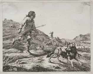 Hyrde jagter en ulv, 1803.