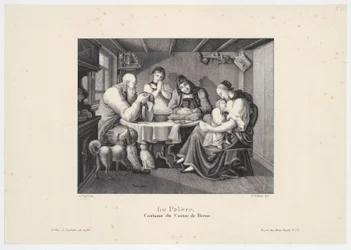 Siddende mand med en stok og et barn, blad 65 af serien figurer efter Michelangelo