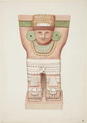 Karyatid fra det ydre kammer, Temple A, boldbanetemplet, Chichen Itza, Mexico