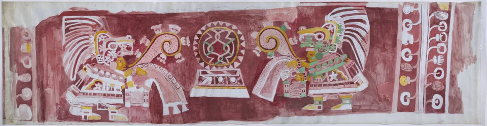 Kopi af et vægmaleri fra Casa de Barrios i Teopancaxco, Teotihuacan, Mexico State