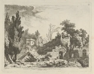 Udsigt over resterne af et teater fra Forskellige udsigter hentet fra naturen... i..., 1700-tallet.
