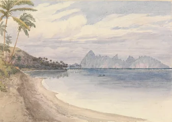 "Eimeo [Moorea] fra nær Papeiti [Tahiti, Selskabsøerne], 25. august 1849"