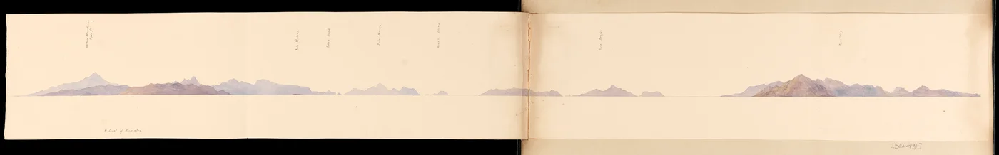 Sumatras nordkyst fra Vestindien, Nordamerika og Borneo scrapbog, ca. 1845 (Akvarel)