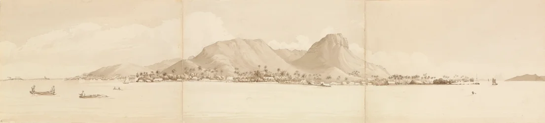 "Panorama over Raiatea, 1. september 1849. Tahaa til højre [Samfundsøerne]