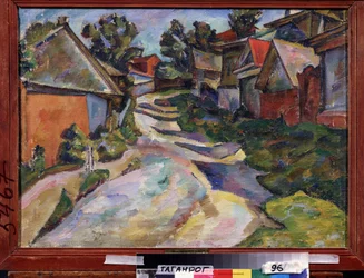 Landevej. Maleri af Adolf Israelevich Milman (1886-1930), olie på lærred