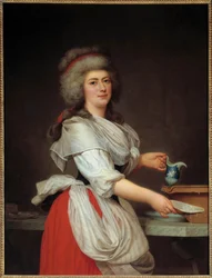 Portræt af Madame Aughie, tjenestepige af Dronningen af Frankrig Marie Antoinette Maleri af Adolf Ulrich Wertmuller (1751 - 1811) 1700-tallets Stockholms Nationalmuseum
