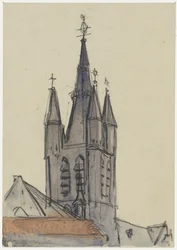 Tårnet i den gamle kirke i Delft