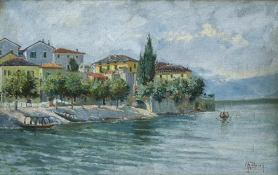 Lake Maggiore Landskab (olie på lærred)