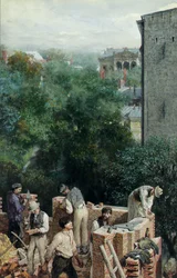 Murere på en byggeplads, 1875
