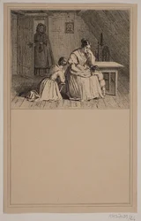 En fattig familie. Nr. 25 i Chr. Winther og M. Rørbye, "25 Billeder for små børn"