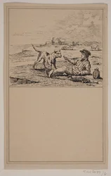 Hyrden og hunden. Nr. 7 i Chr. Winther og M. Rørbye, "25 Billeder for små børn"