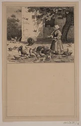 I hønsegården. Nr. 11 i Chr. Winther og M. Rørbye, "25 Billeder for små børn"