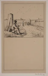 Soldaten på vandring. Nr. 13 i Chr. Winther og M. Rørbye, "25 Billeder for små børn"