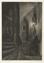 Essay om sten med børste og skraber: Chase on the Winding Staircase, 1851.