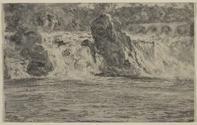 Falls of the Rhine at Schaffhausen Rhin Falls fra Schaffhausen, 1885.