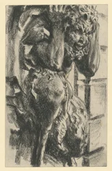 Faun som atlas ved den nordøstlige arkade i Zwinger i Dresden