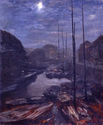 Måneskin over Friedrichsgracht i det gamle Berlin