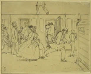 Rejsende på jernbanestationen («For herrer»)